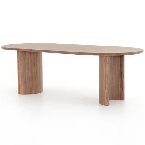 brown acaica wood oval dining table