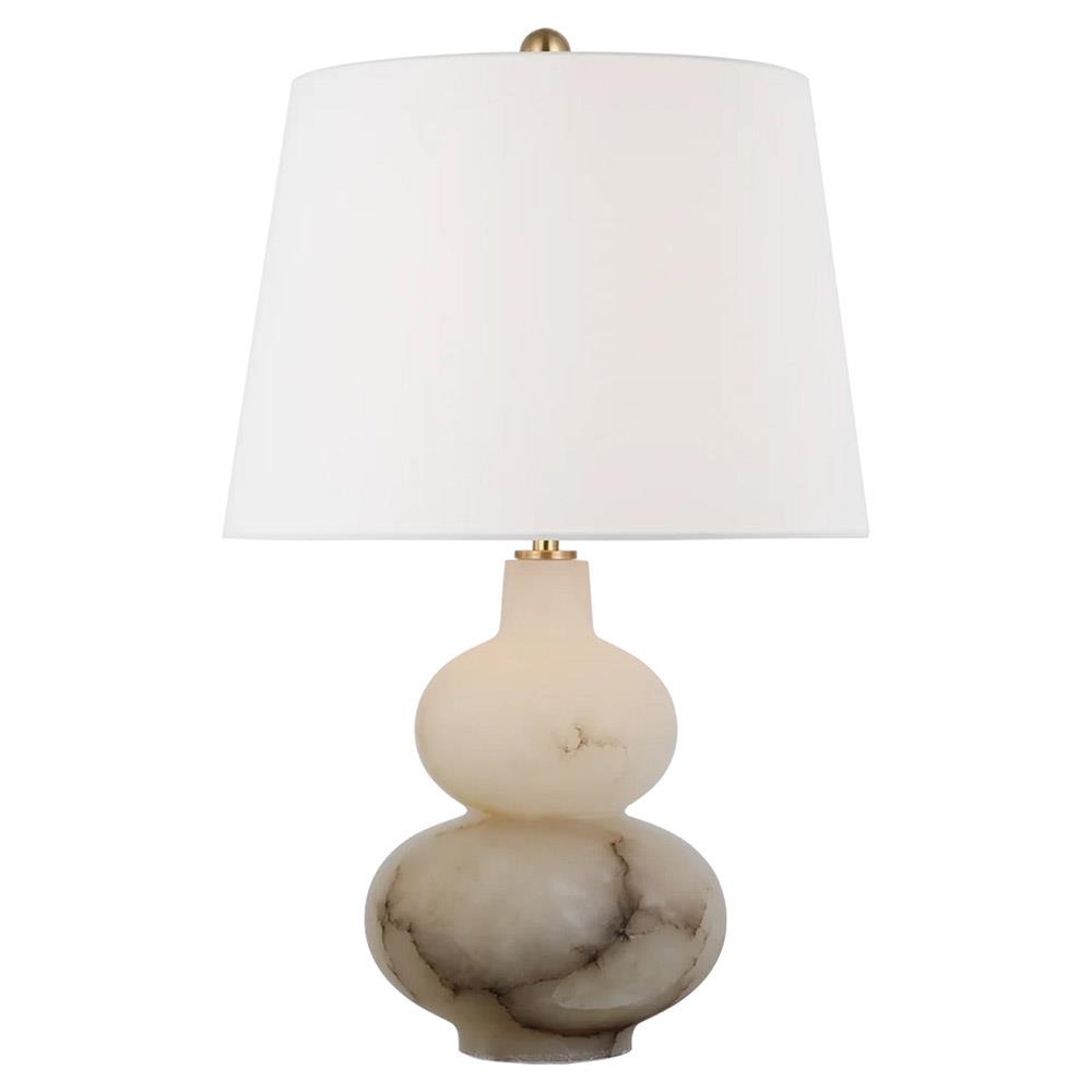 alabaster table lamp with white drum shade