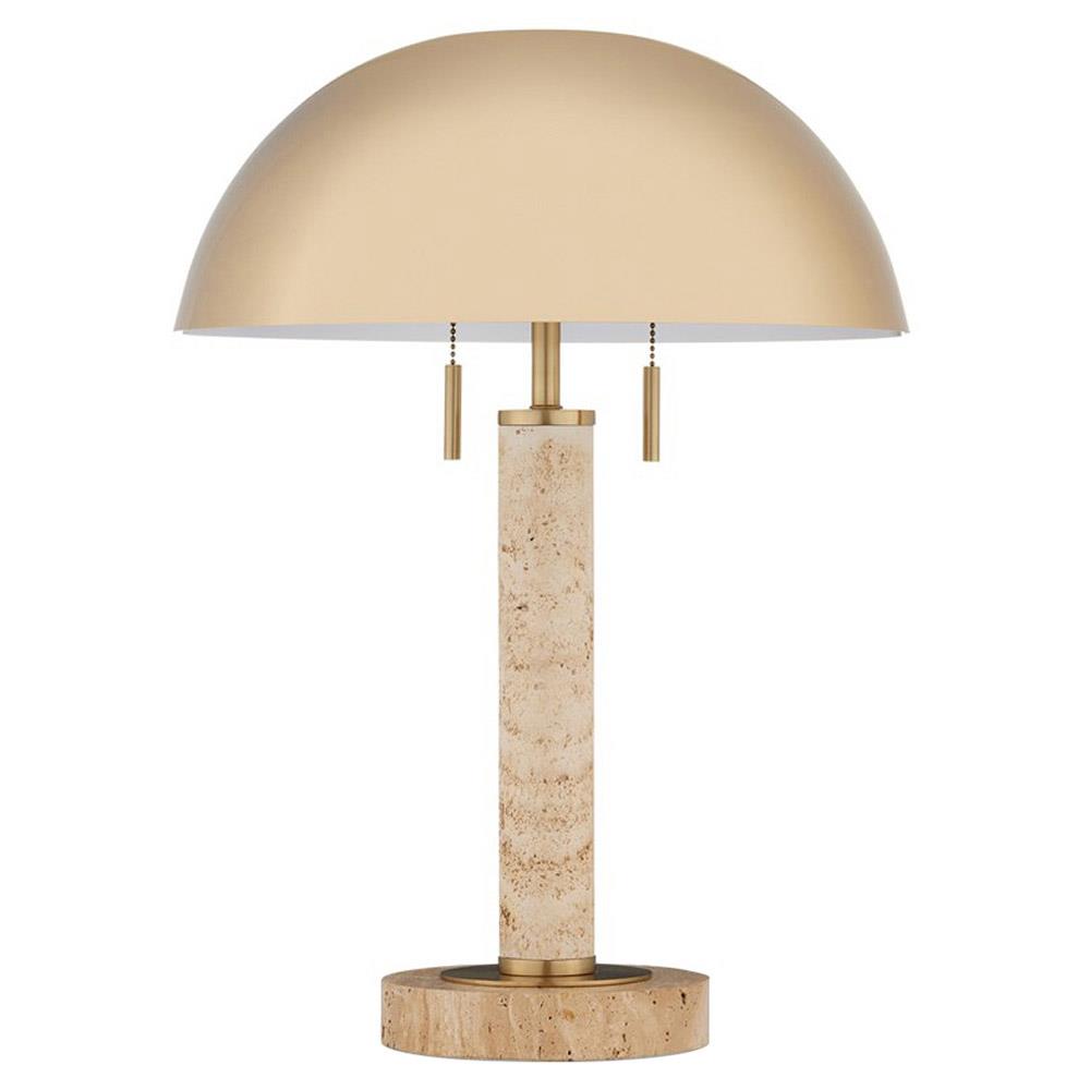 travertine and brass table lamp