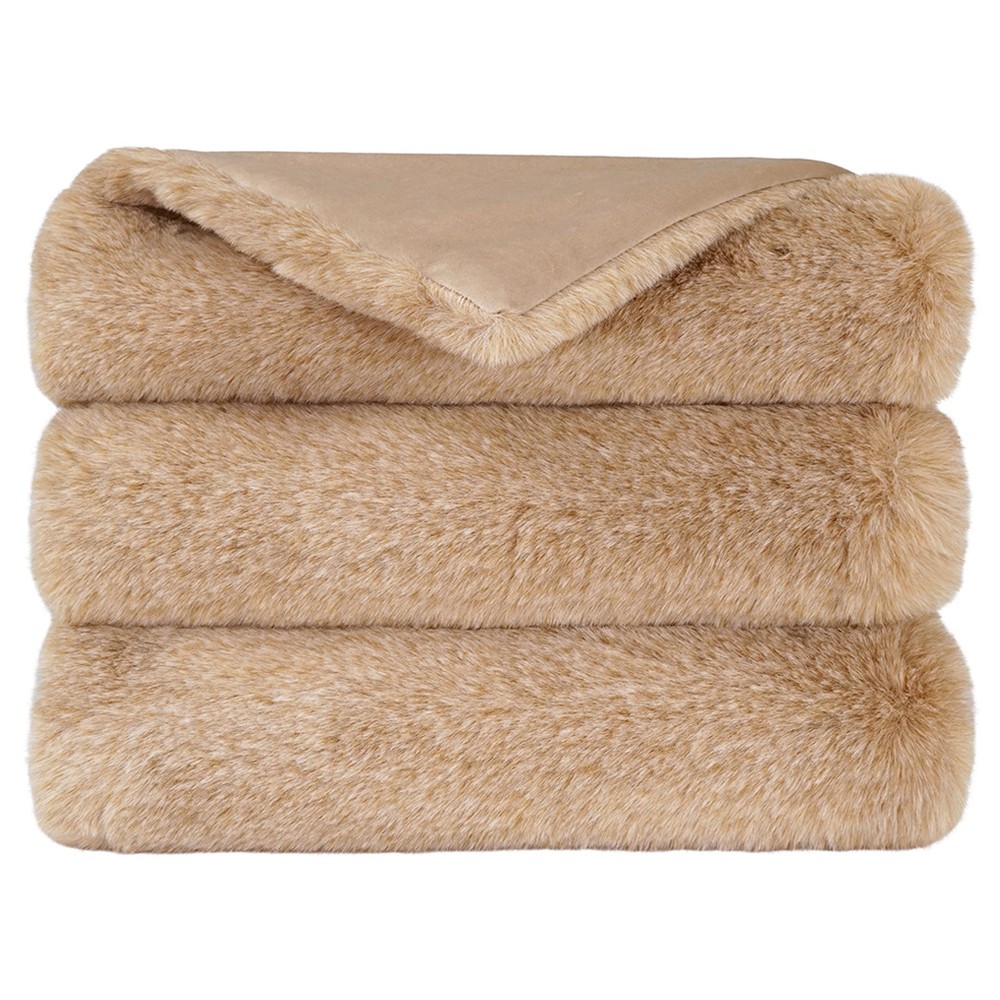 Brown faux fur throw blanket