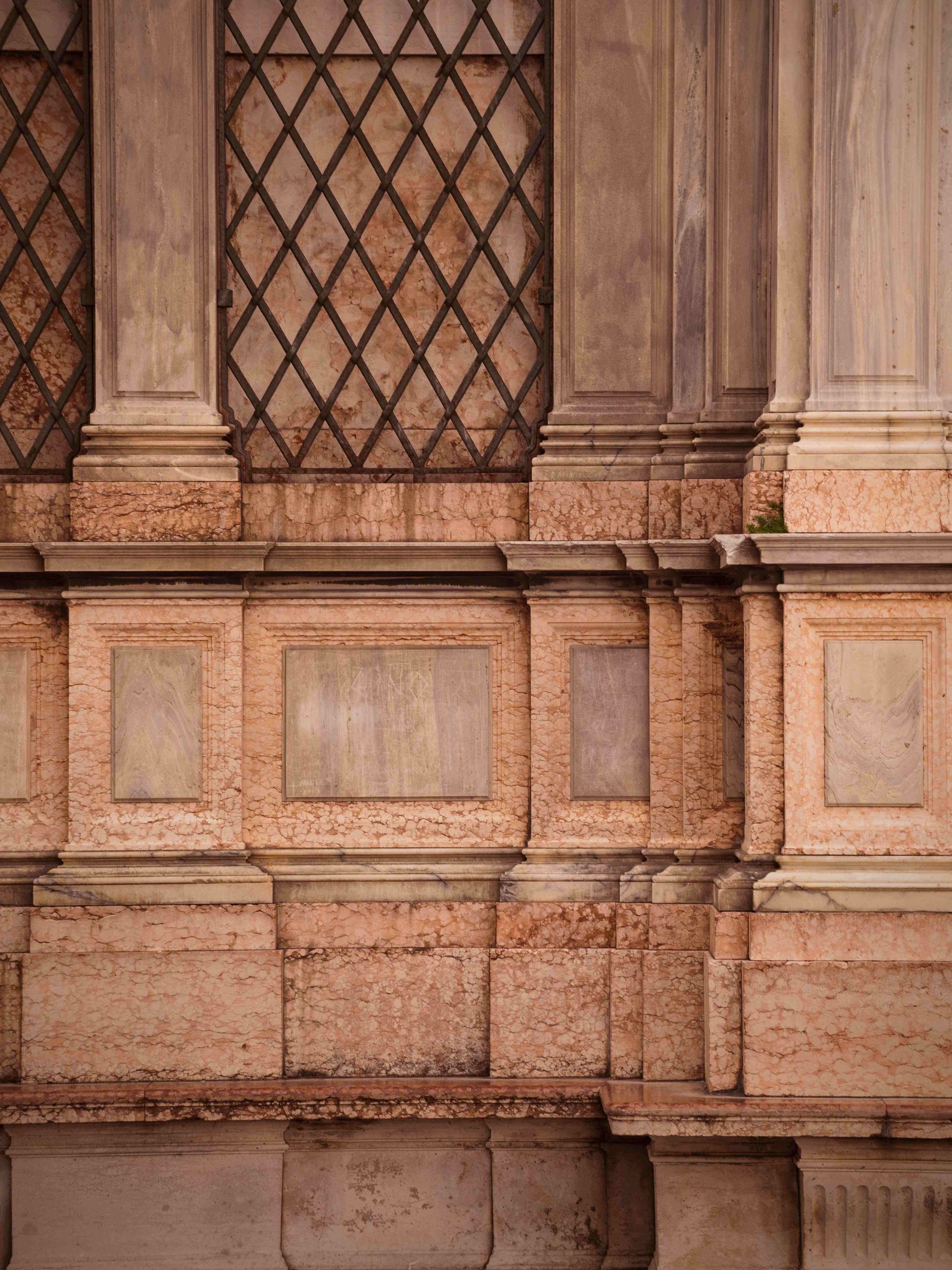 An Italian building facade carved from marble