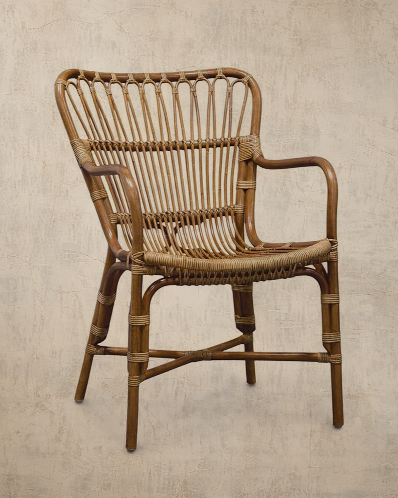 woven rattan armchair