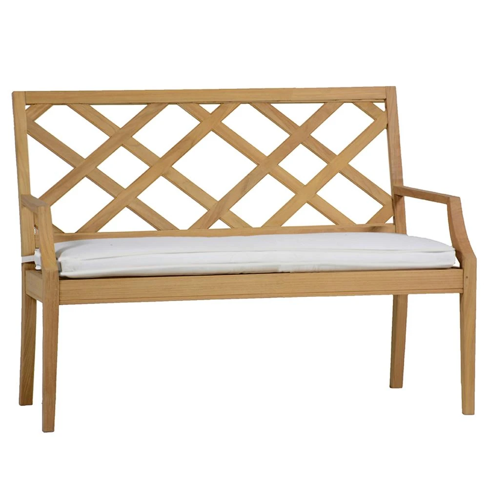 teak outdoor garden bench with seat cushion