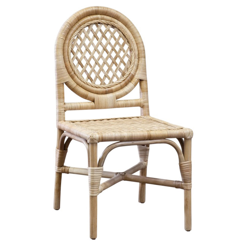 Louise Coastal Beach Natural Handwoven Rattan Dining Side Chair