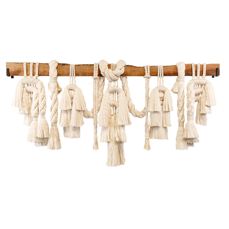 Alma Coastal Natural Cotton Macrame Woven Wood Wall Decor